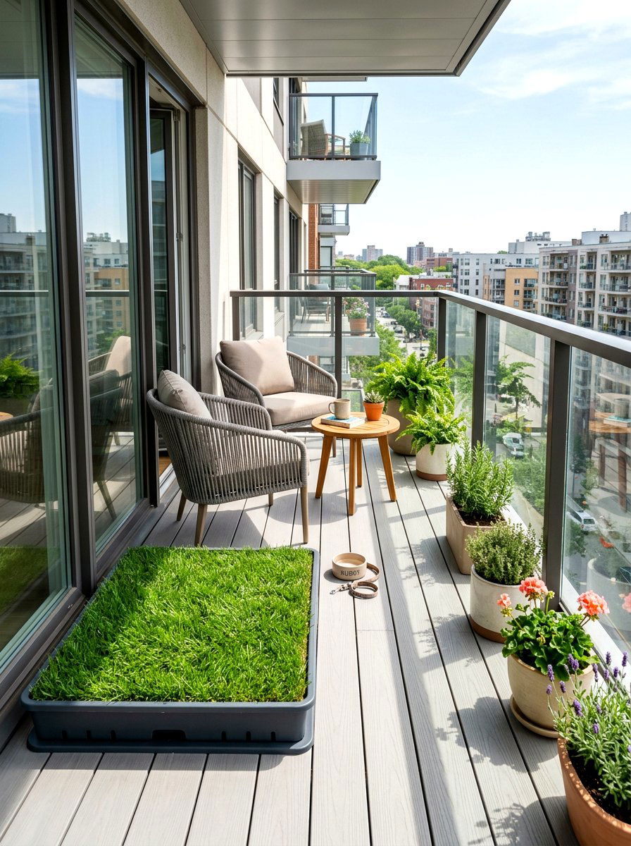 Balcony Dog Grass Pad - 30 dog friendly patio ideas aesthetic