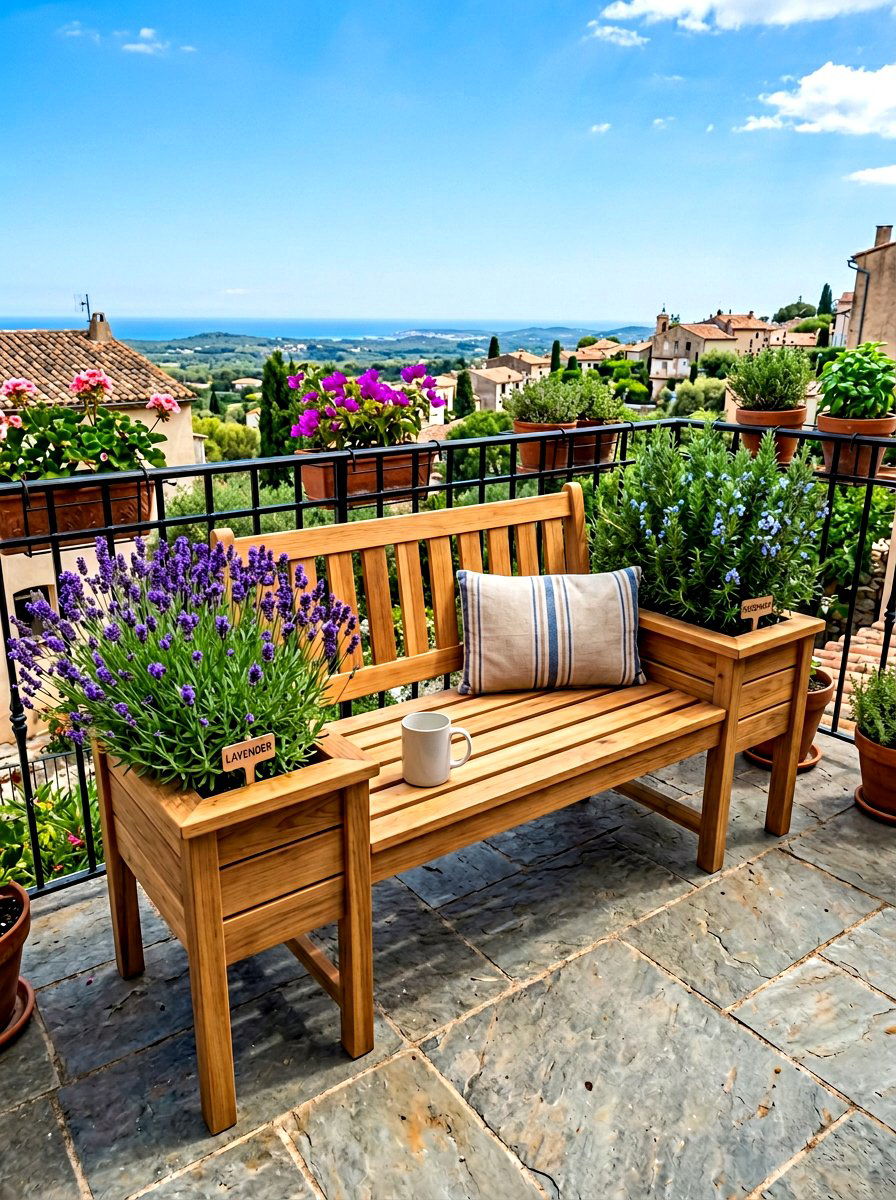 Balcony Herb Garden Bench - 30 balcony seating nook ideas