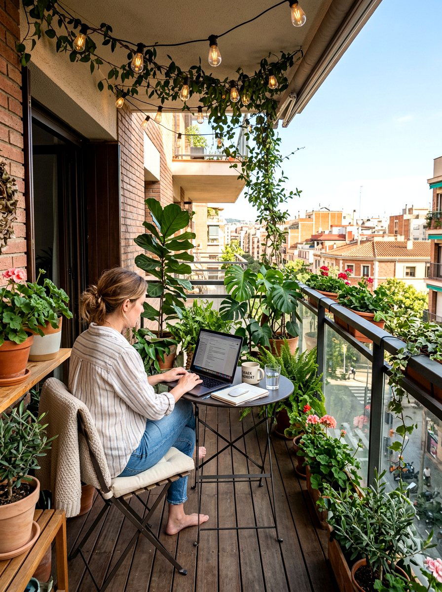Balcony Home Office - 30 apartment office ideas