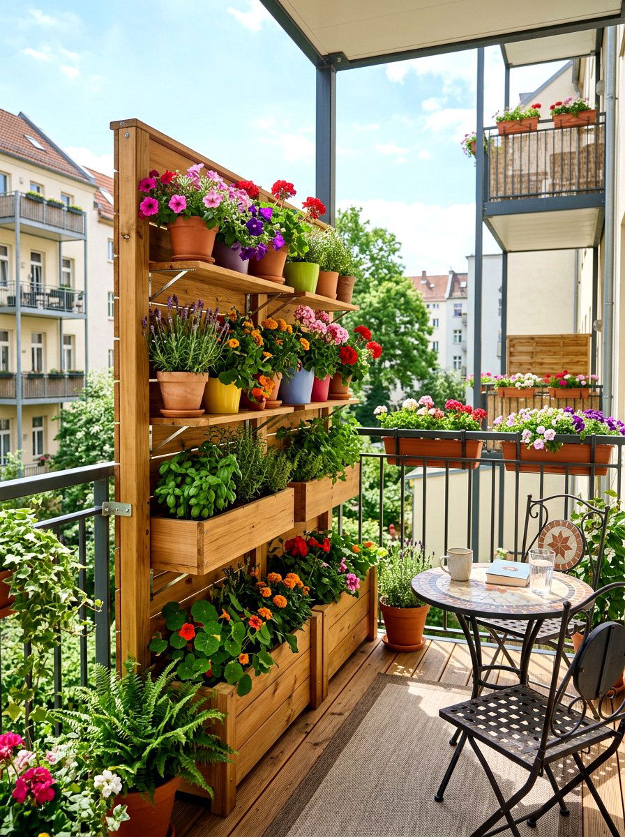 Balcony Privacy Screen - 30 apartment plant shelf ideas
