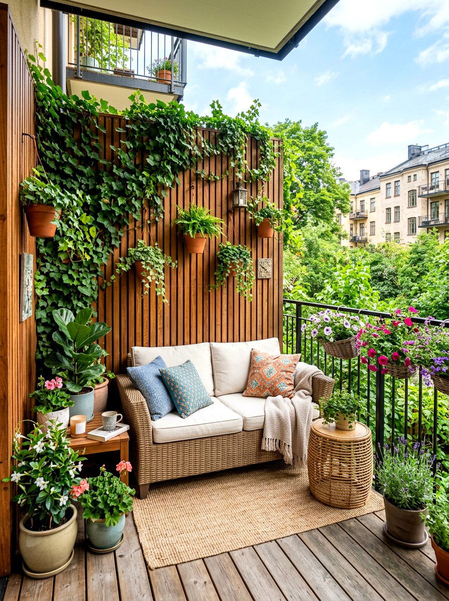 Balcony Privacy Screen Seating - 30 balcony seating nook ideas