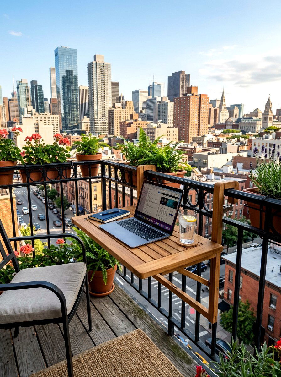 Balcony Railing Folding Table - 30 fold down desk apartment ideas