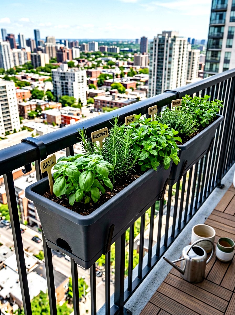 Balcony Railing Herb Box - 30 herb garden layout ideas
