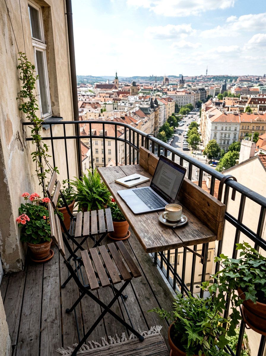 Balcony Railing Table - 30 terrace garden seating ideas
