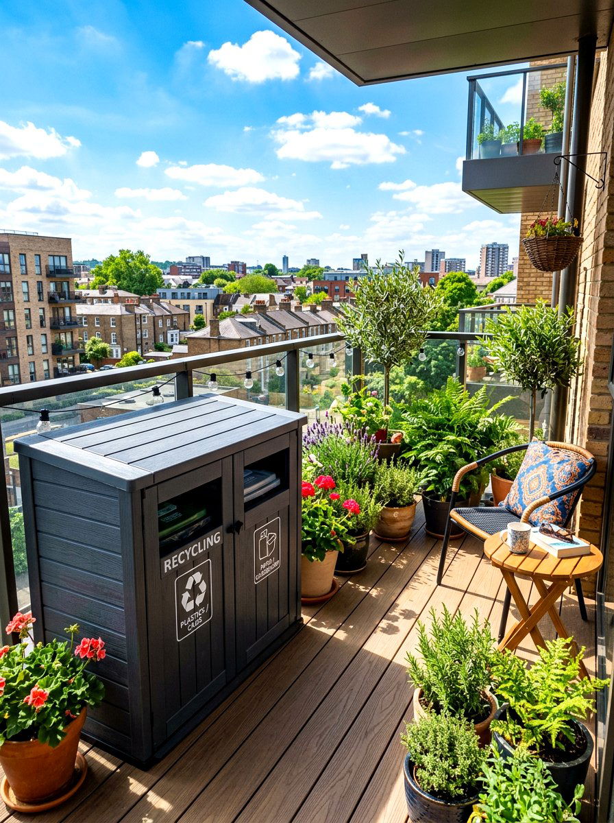 Balcony Recycling Bin Enclosure - 30 recycling station ideas