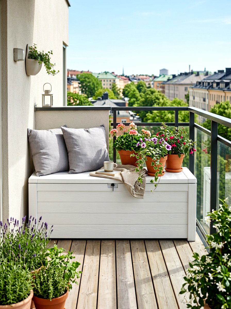 Balcony Storage Bench Seating - 30 urban balcony ideas