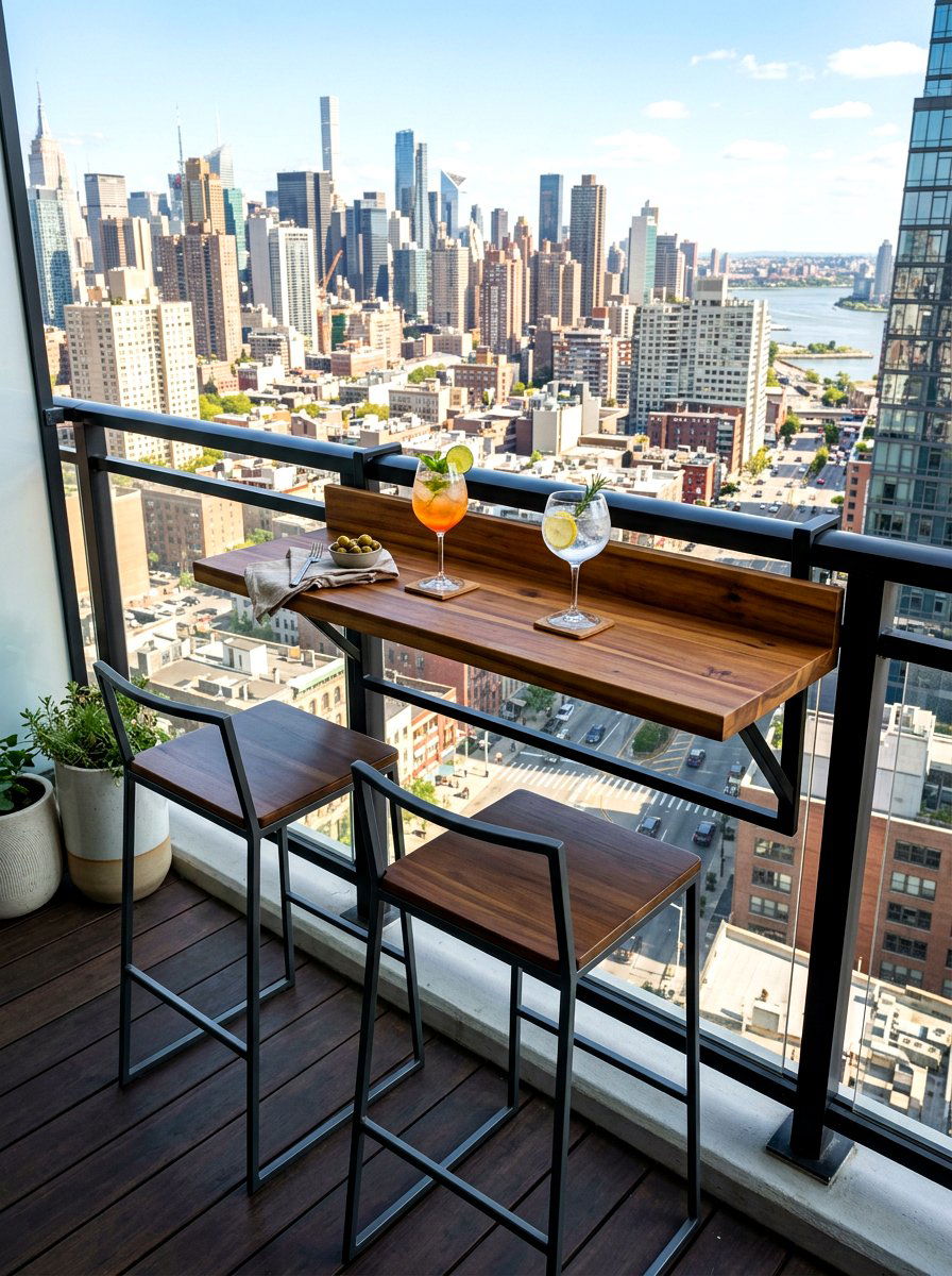 Balcony bar table - 30 city terrace decor ideas