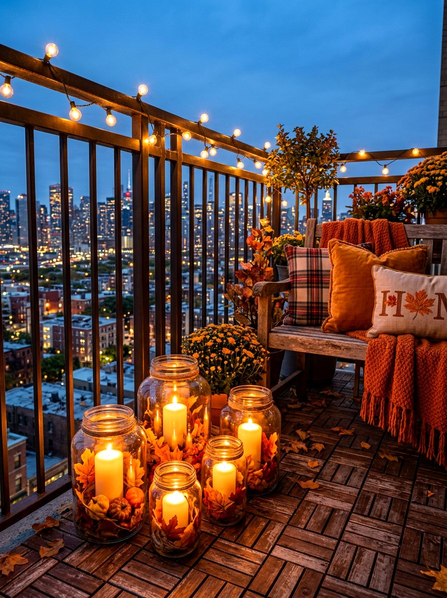 Balcony fall candle decoration - 30 candle heavy fall decor ideas