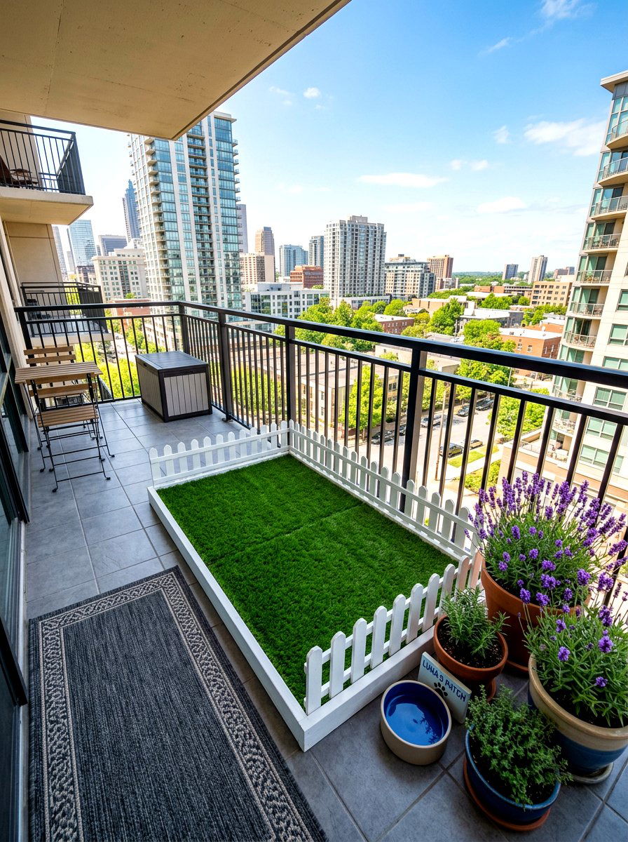 Balcony pet grass patch - 30 pet nook apartment ideas