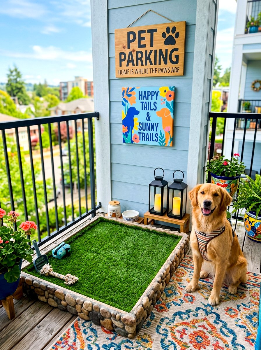 Balcony pet station decor - 30 balcony pet potty area ideas