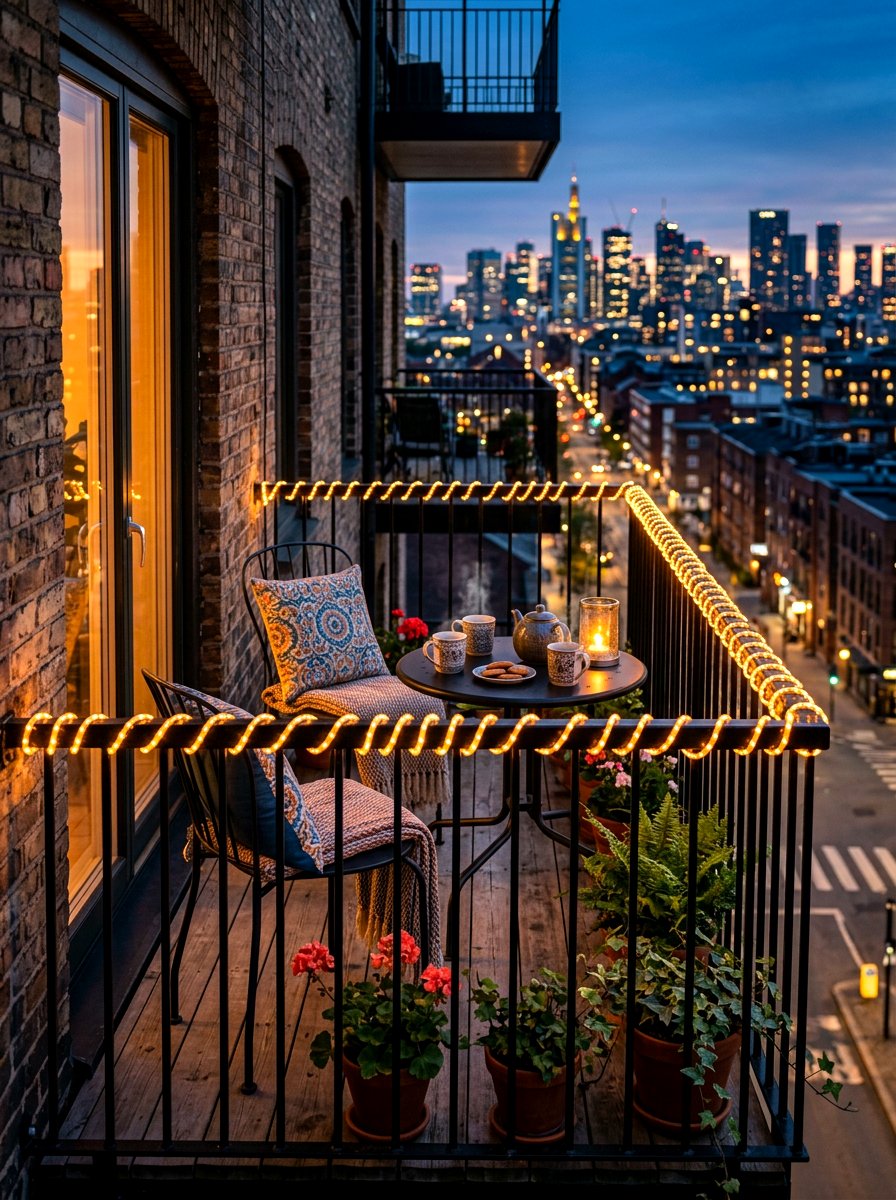 Balcony railing lights - 30 string light ideas