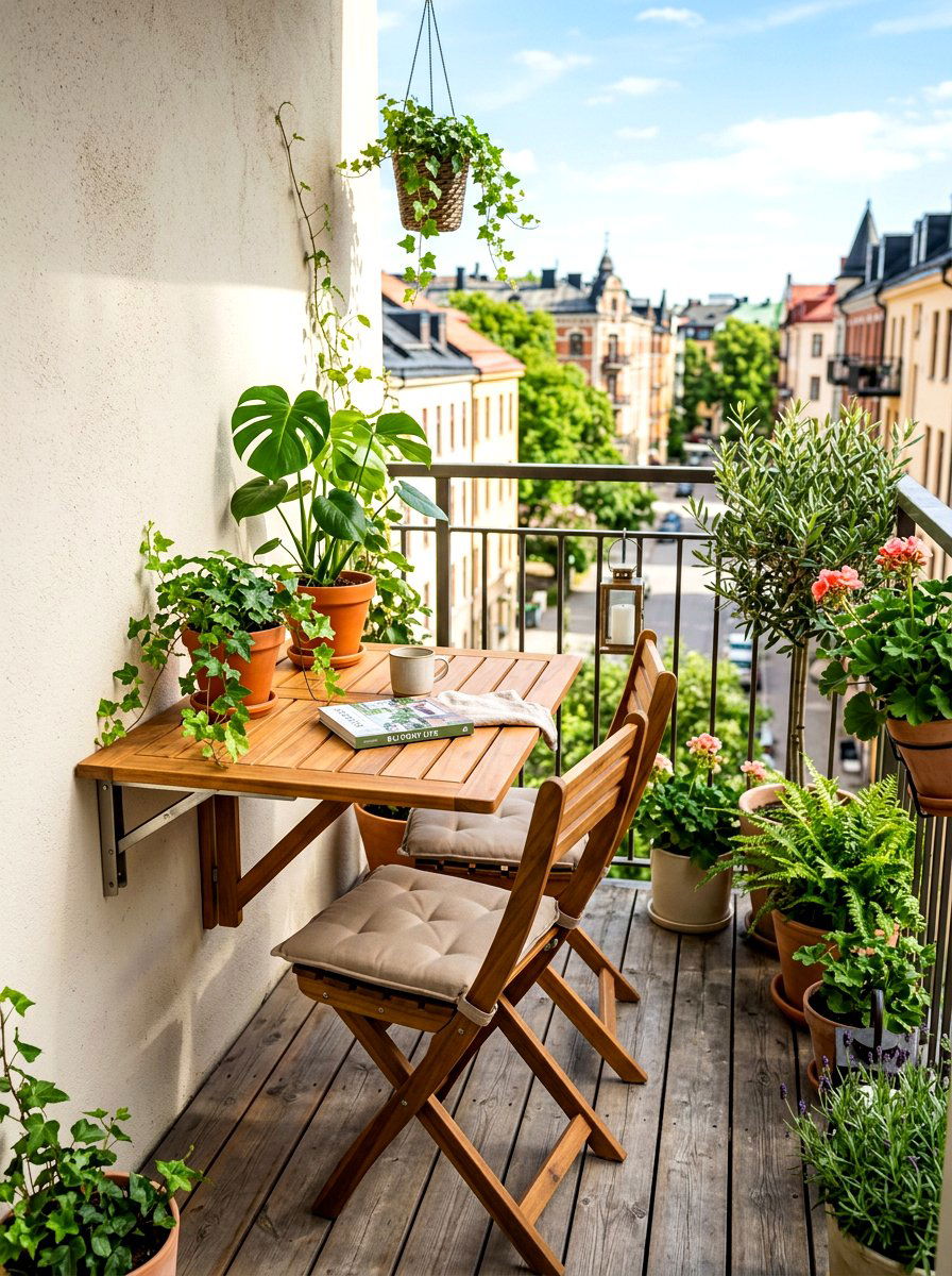 Balcony wall folding table - 30 Murphy dining table ideas