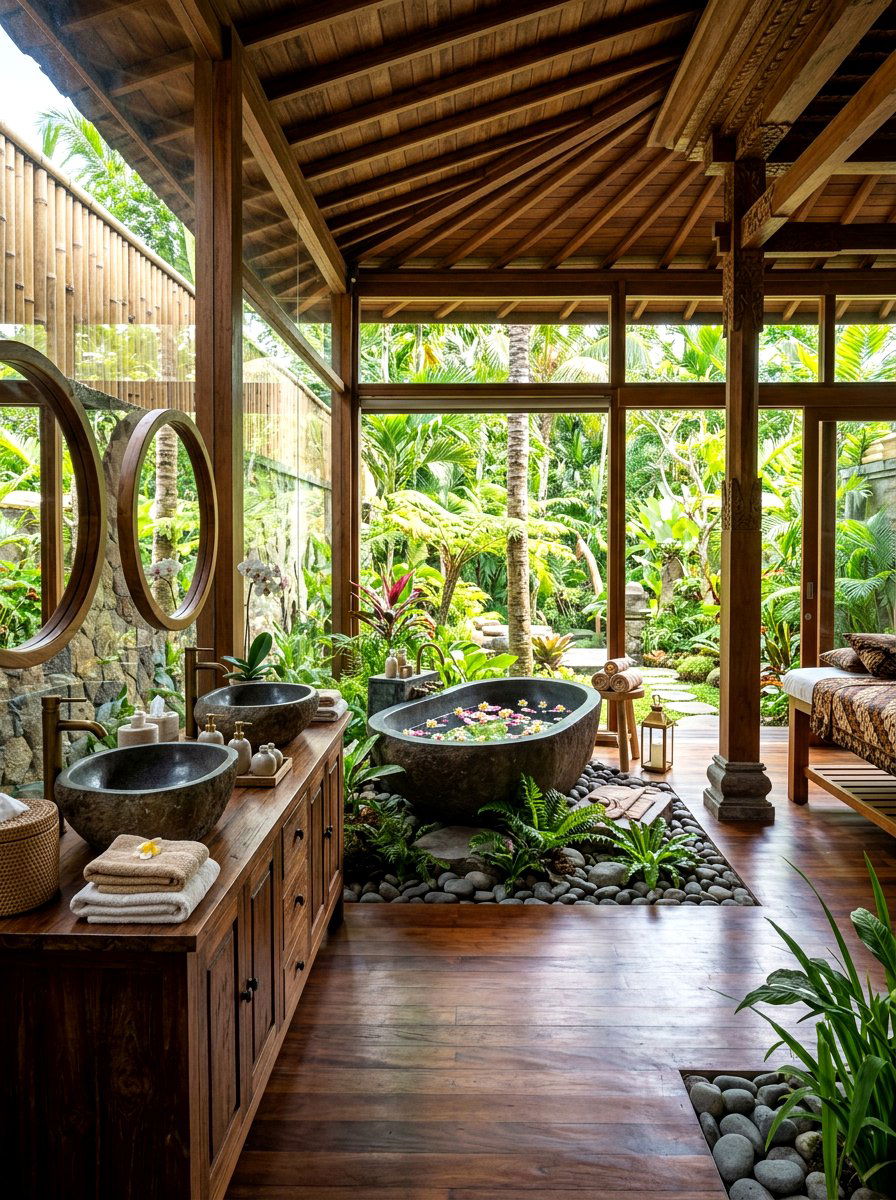 Bali Inspired Open Air Spa - 30 vacation home vibe ideas