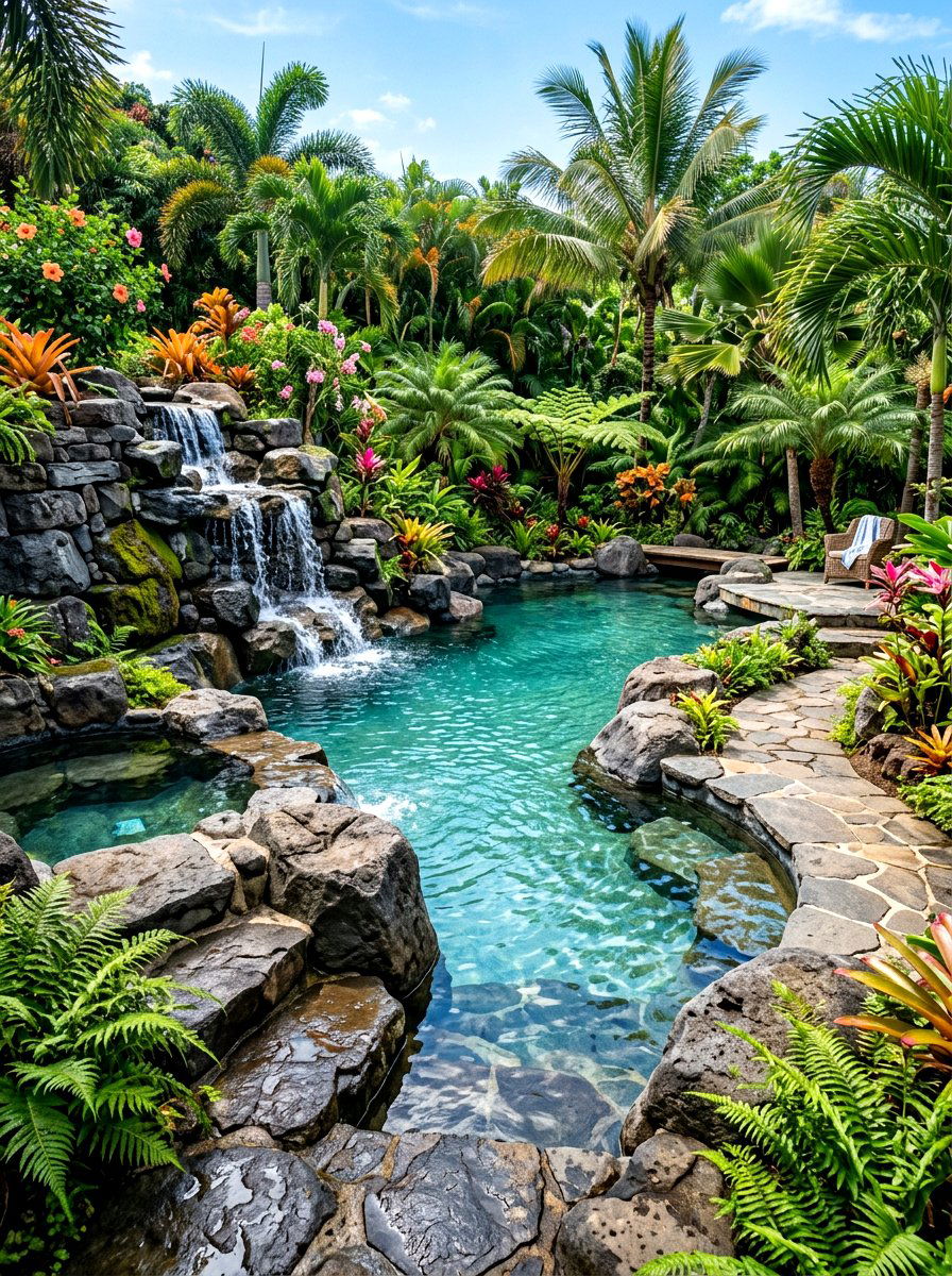 Bali inspired pool pavilion - 30 resort poolside patio ideas