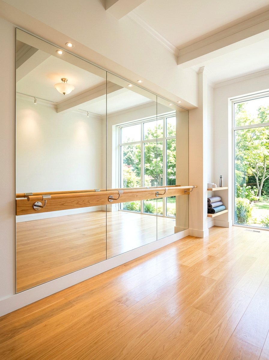Ballet barre with mirror - 30 workout room mirror ideas