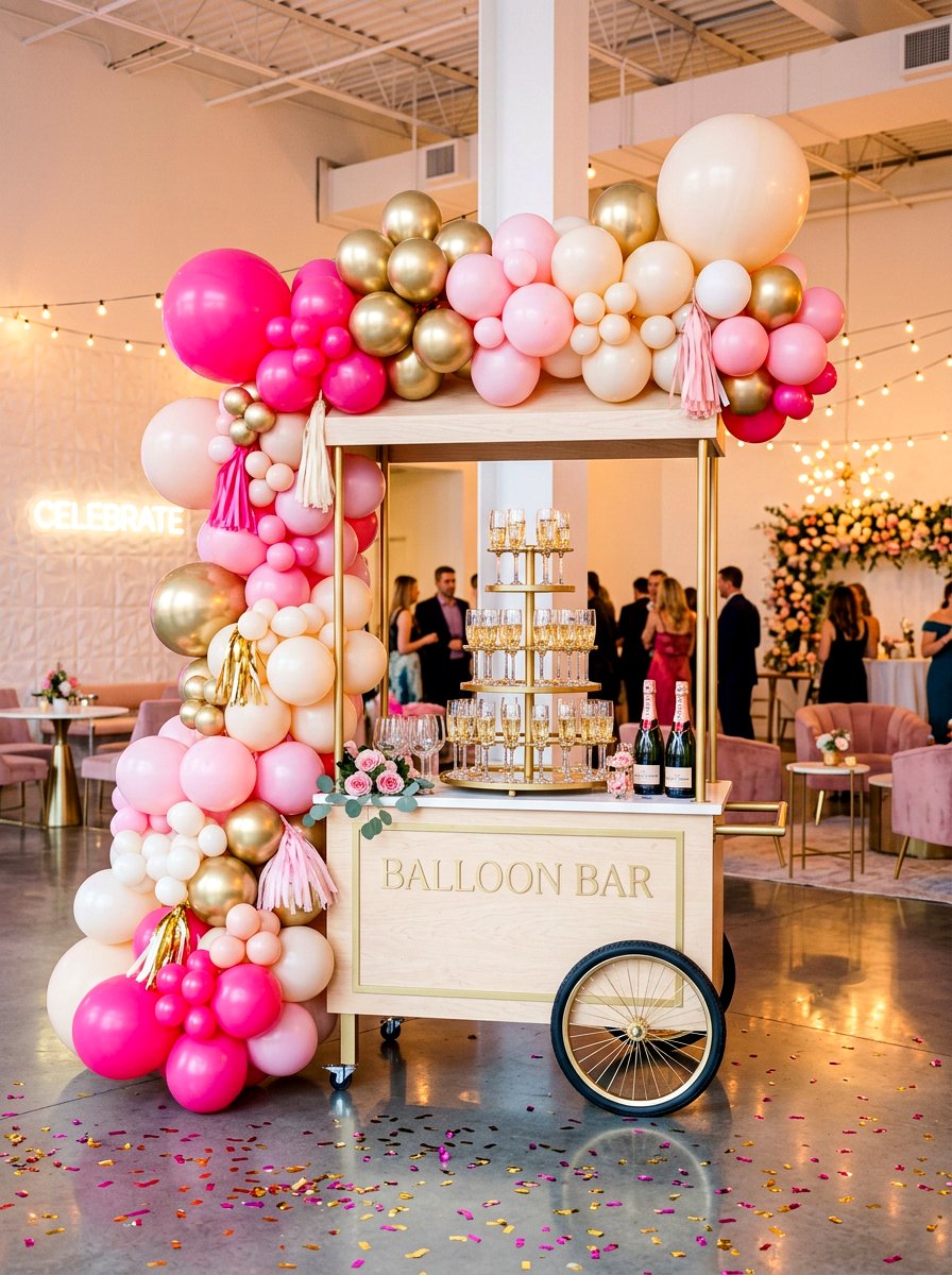 Balloon Arch Cart - 30 champagne cart decor ideas