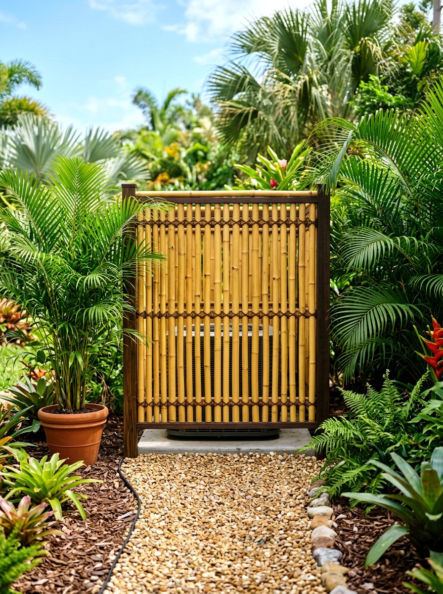 Bamboo AC Screen - 30 air conditioner screen ideas