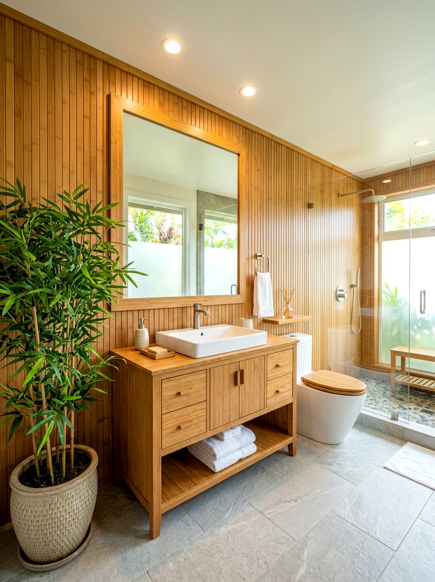 Bamboo Accent Bathroom - 30 forest inspired bathroom ideas