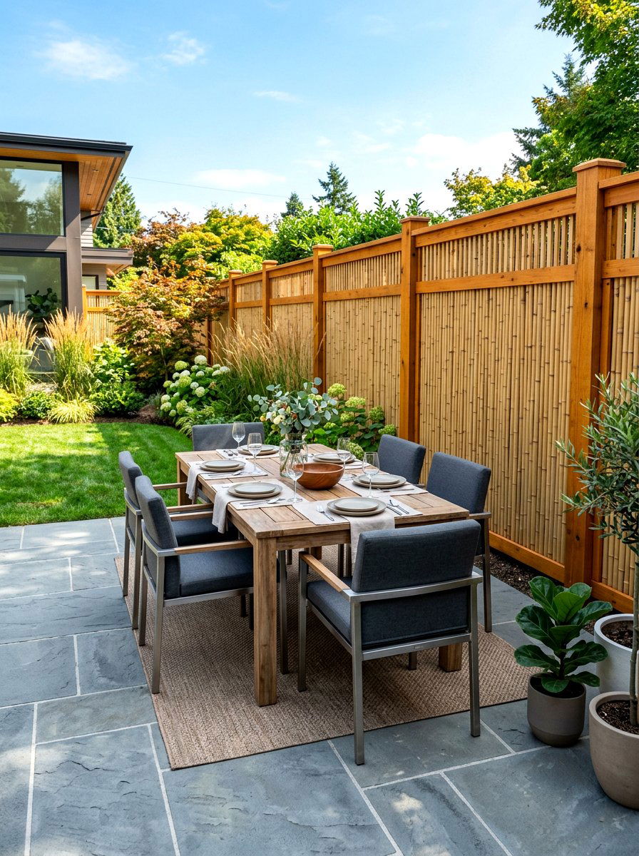 Bamboo And Wood Slat Combo - 30 bamboo privacy screen ideas