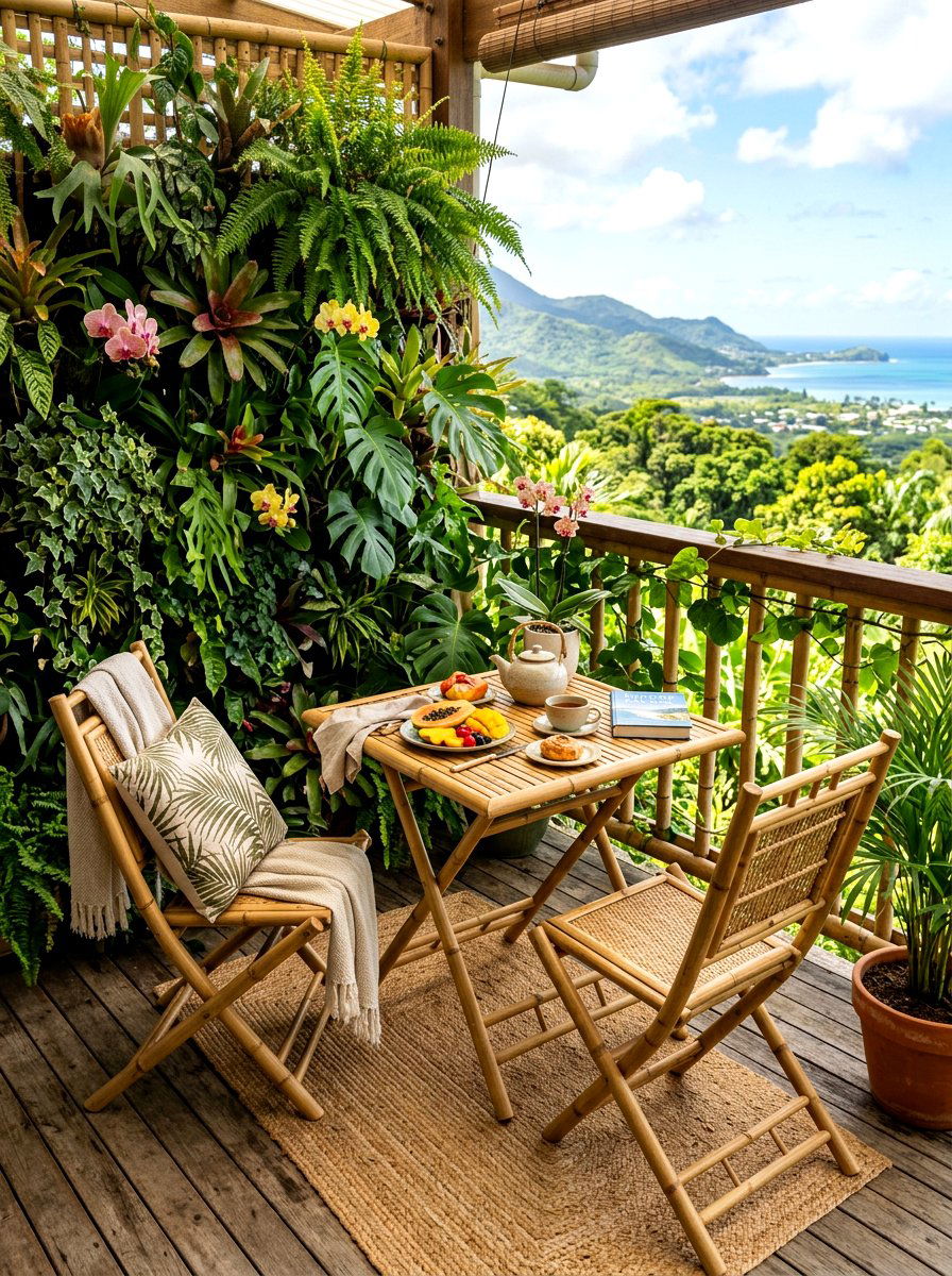 Bamboo Balcony Breakfast Furniture - 30 balcony breakfast table ideas