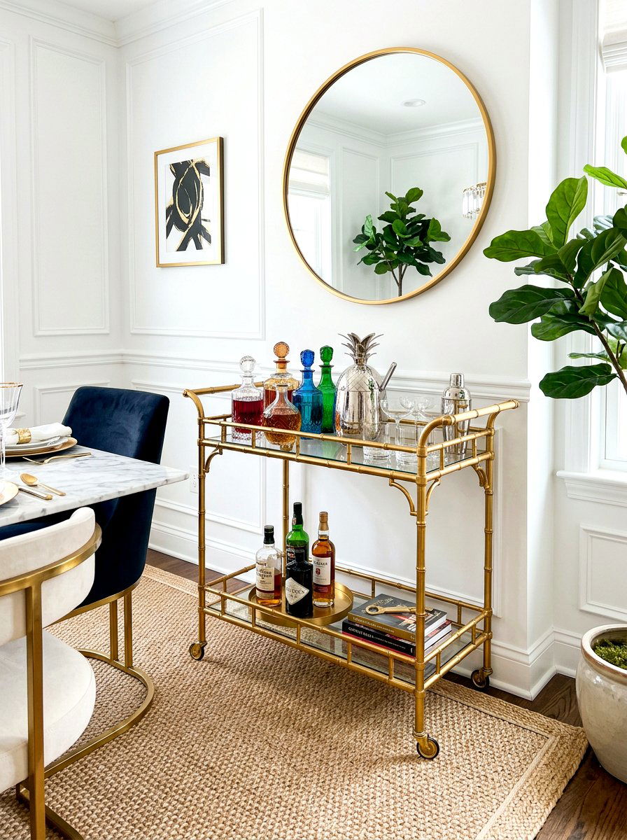 Bamboo Bar Cart - 30 palm beach decor ideas