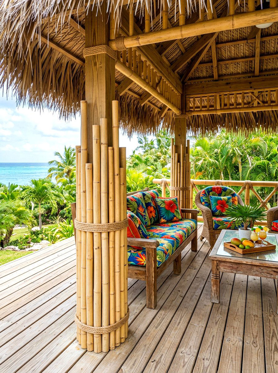 Bamboo Base Wrap - 30 patio umbrella base styling ideas