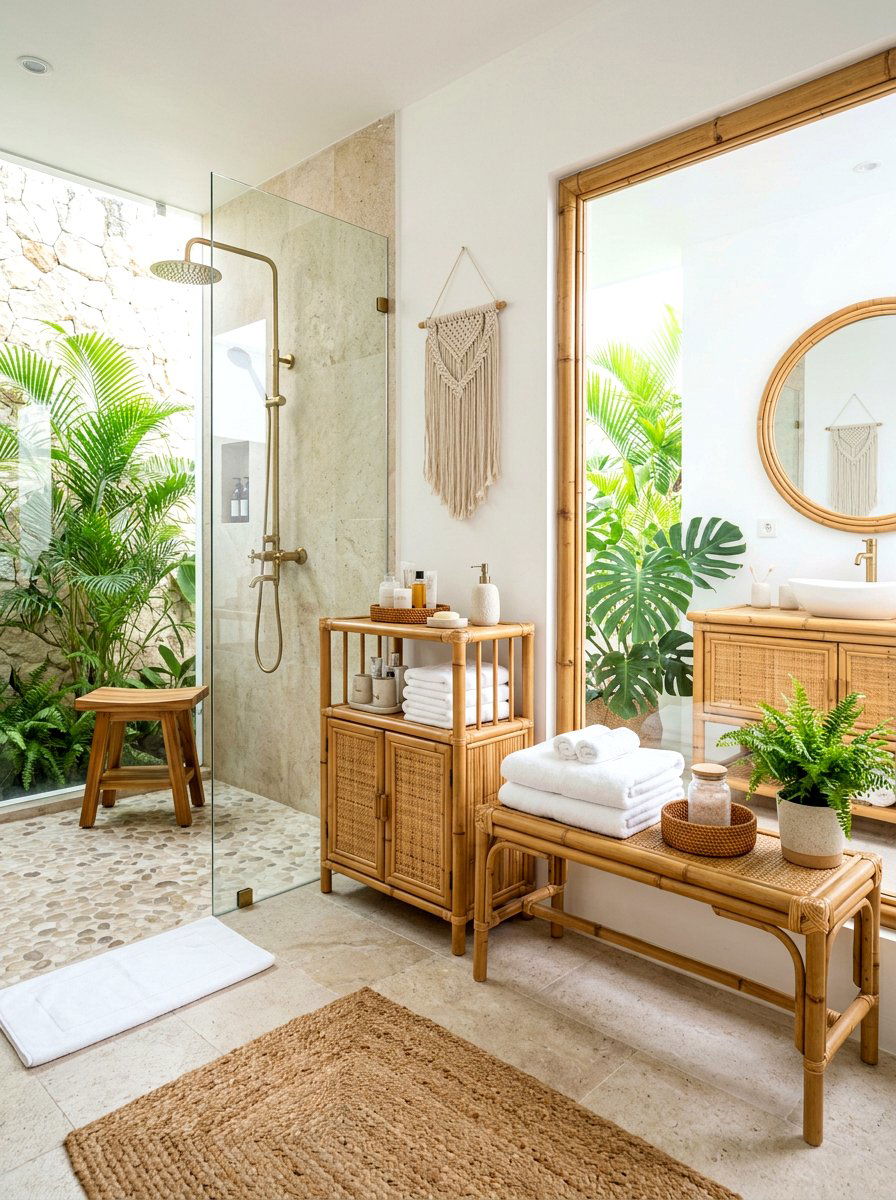 Bamboo Bathroom Furniture - 30 boho bathroom ideas