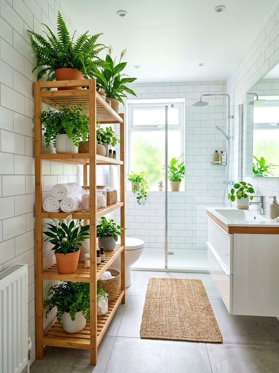 Bamboo Bathroom Rack - 30 apartment plant shelf ideas