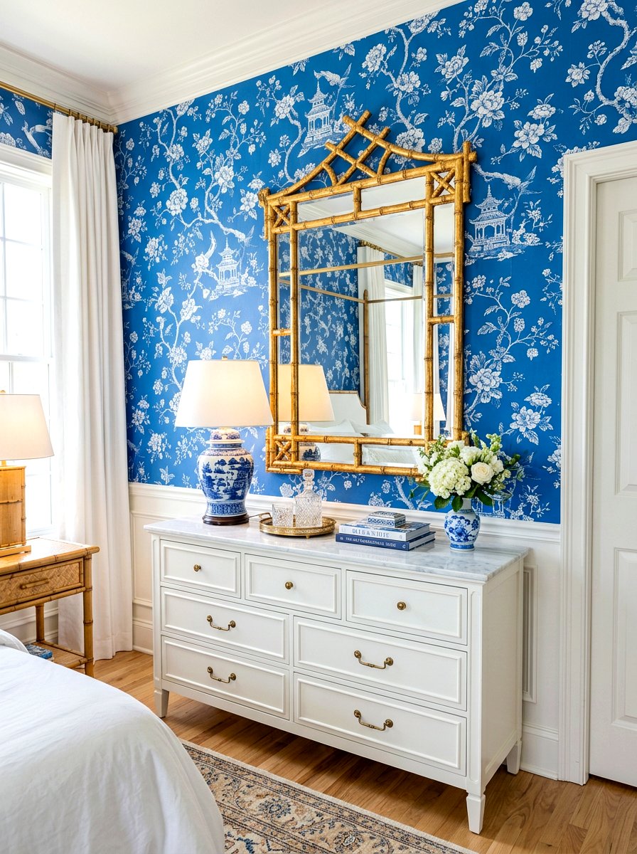 Bamboo Bedroom Mirror - 30 grandmillennial bedroom ideas