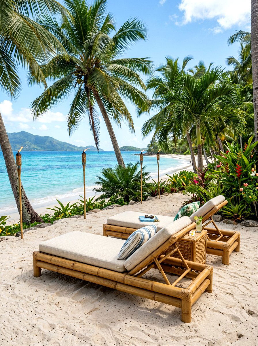 Bamboo Chaise Pair - 30 chaise pair patio ideas