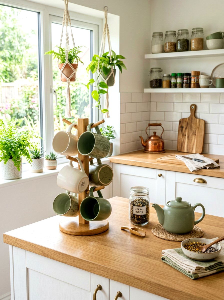 Bamboo Coffee Mug Stand - 30 coffee mug organizer ideas