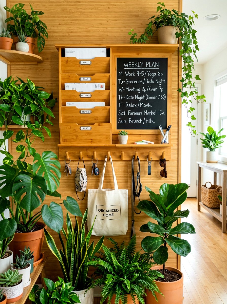 Bamboo Command Center Wall - 30 command center wall ideas