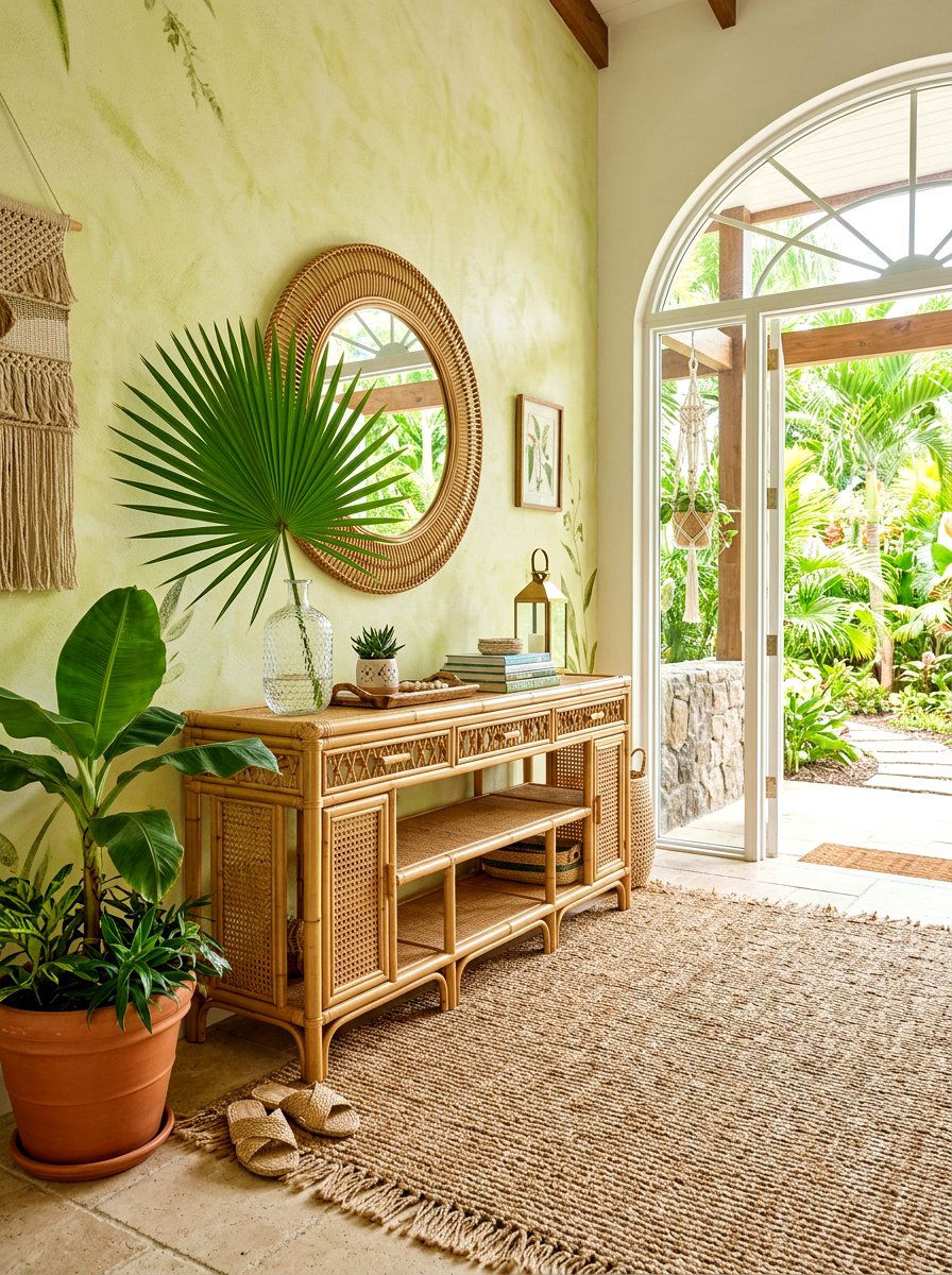 Bamboo Console Table - 30 small foyer table ideas