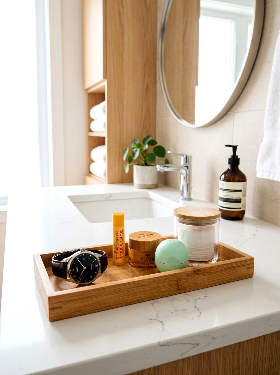 Bamboo Cosmetic Tray - 30 beauty product storage ideas