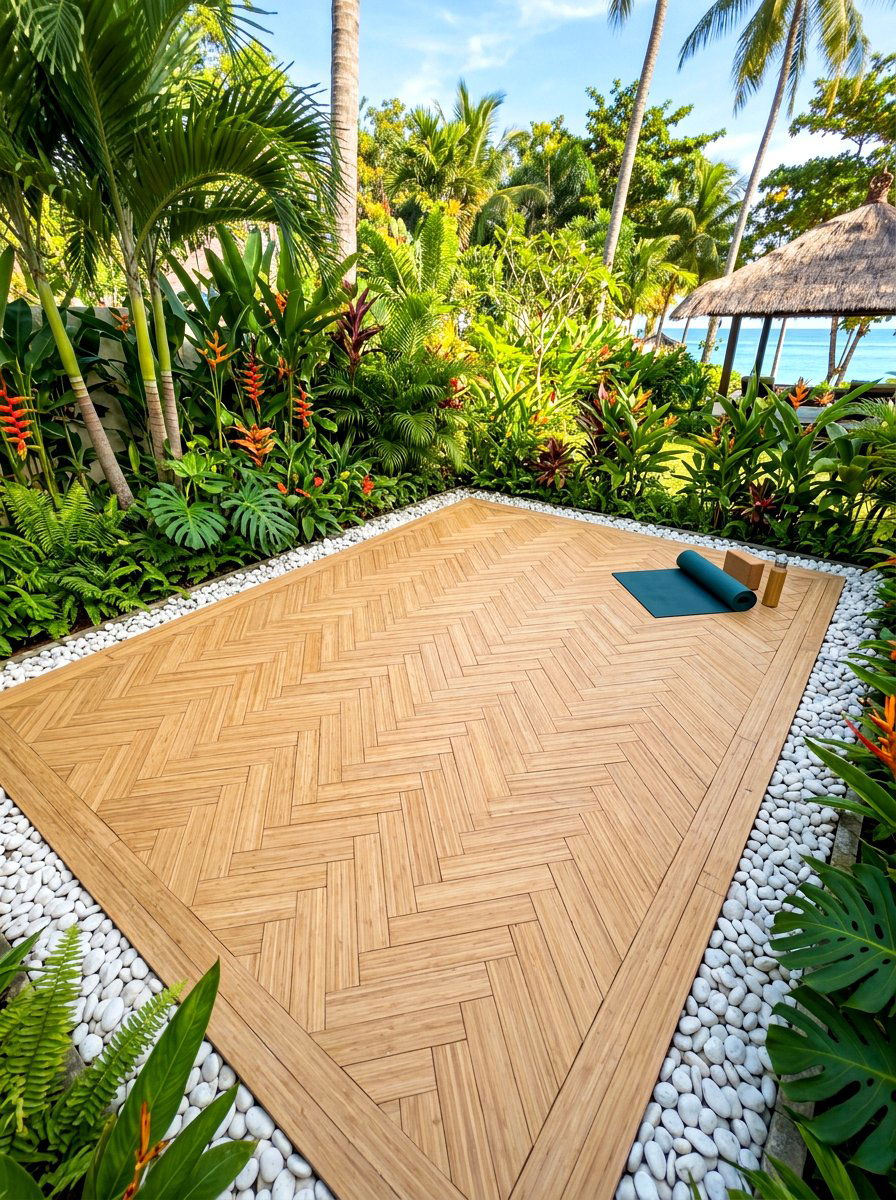 Bamboo Deck Flooring - 30 backyard yoga deck ideas