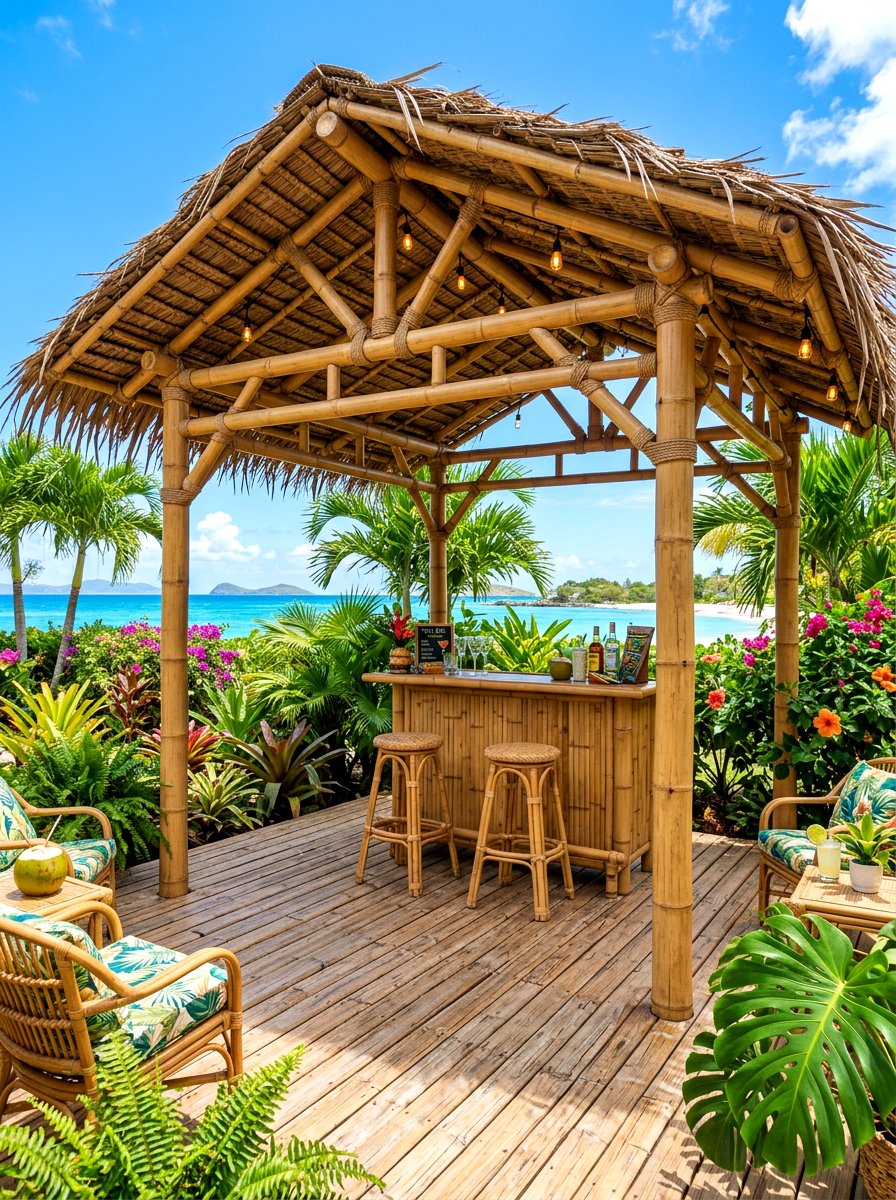 Bamboo Deck Pergola - 30 deck pergola ideas
