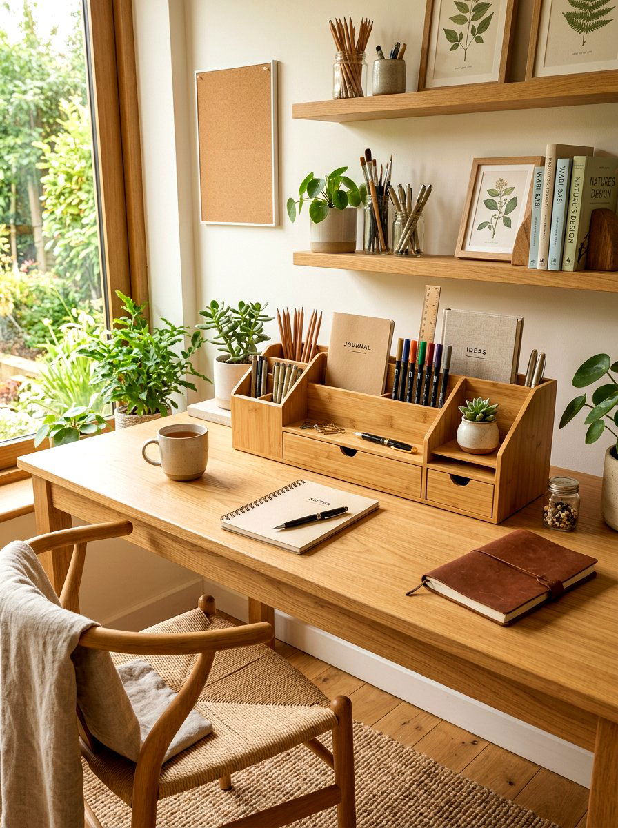 Bamboo Desk Organizer - 30 craft supply storage ideas