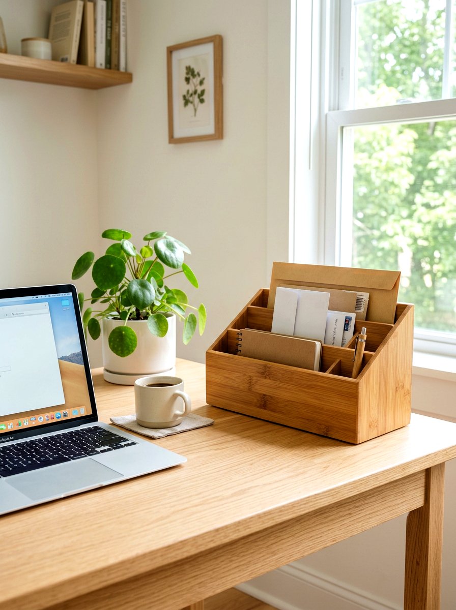 Bamboo Desk Organizer For Envelopes - 30 mail organization ideas