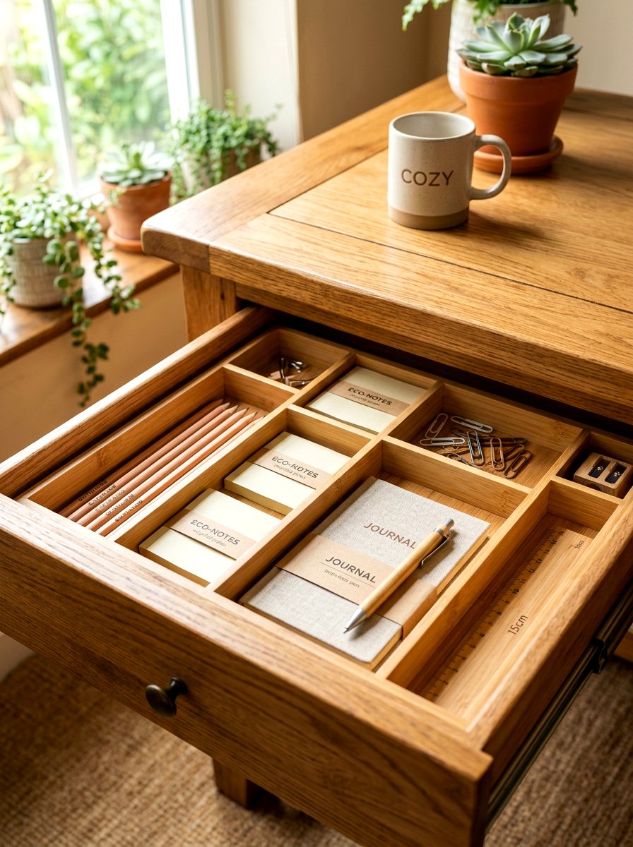 Bamboo Desk Organizer Inserts - 30 desk drawer organization ideas