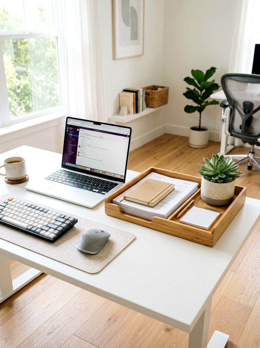 Bamboo Desk Tray - 30 office supply storage ideas