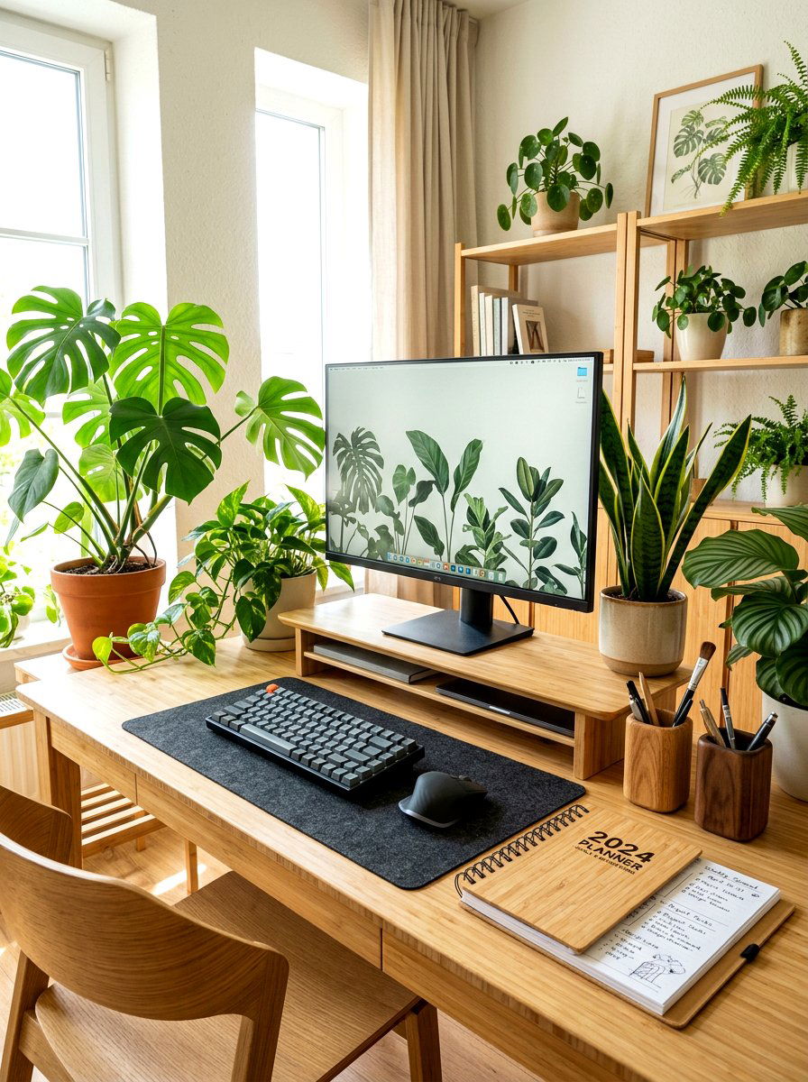 Bamboo Desktop Station - 30 paper planner desk ideas