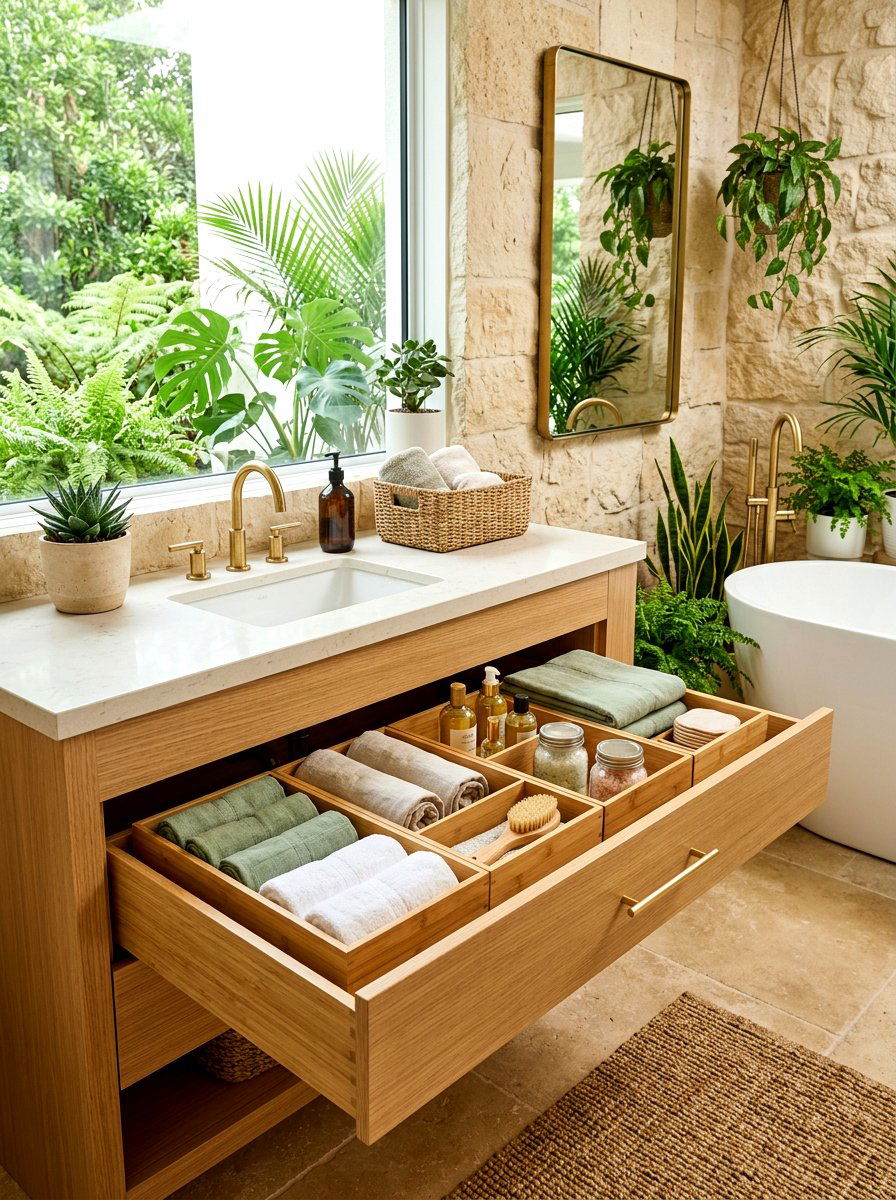 Bamboo Drawer Organizer Bins - 30 bathroom drawer inserts ideas