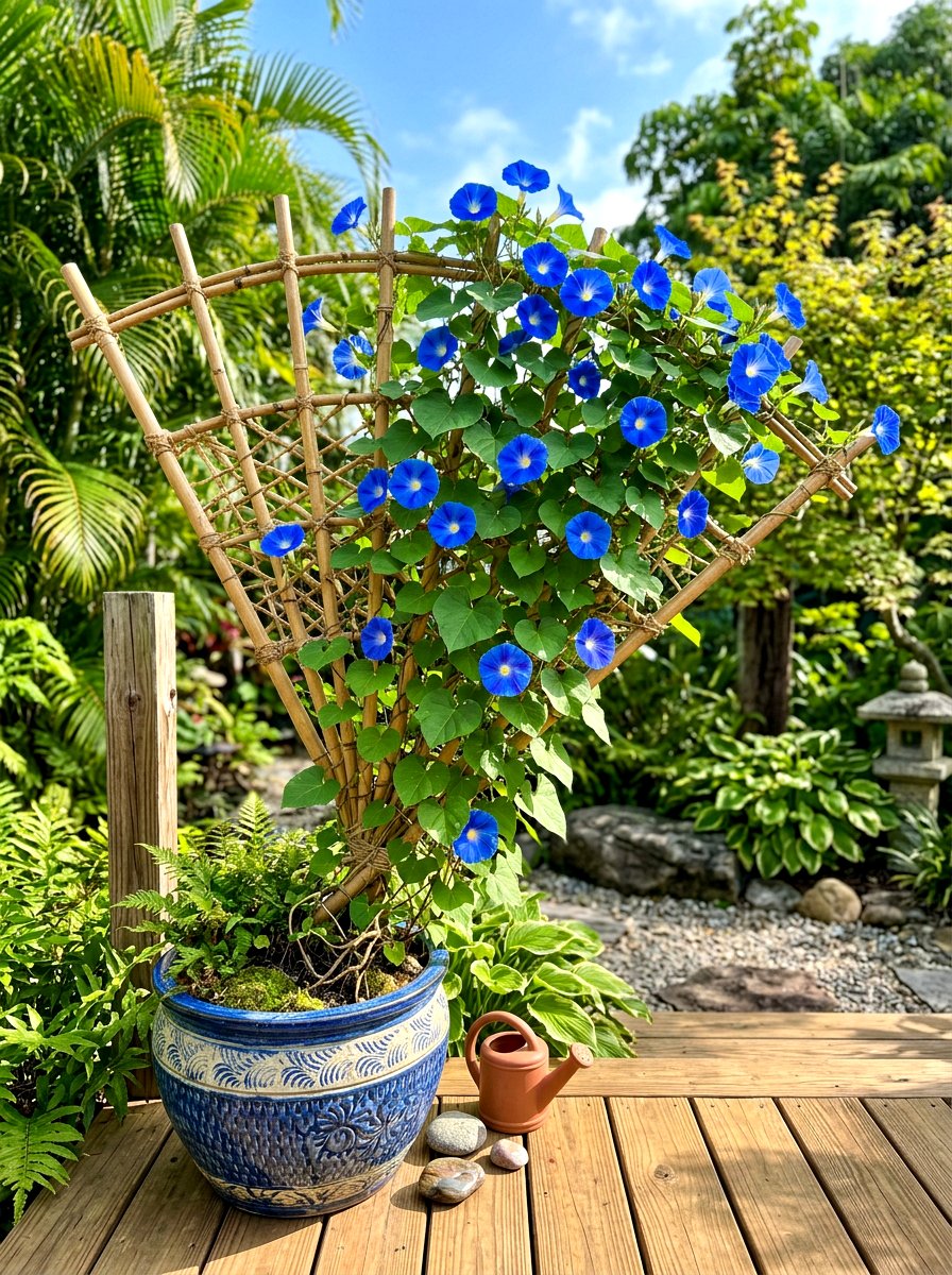 Bamboo Fan Trellis - 30 garden trellis ideas