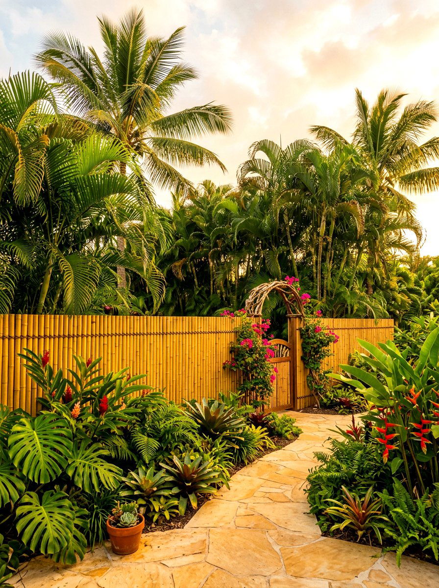 Bamboo Fence - 30 poolside privacy screen ideas