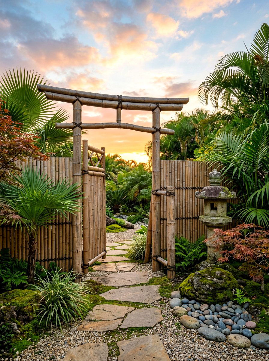 Bamboo Fence Gate - 30 garden gate ideas
