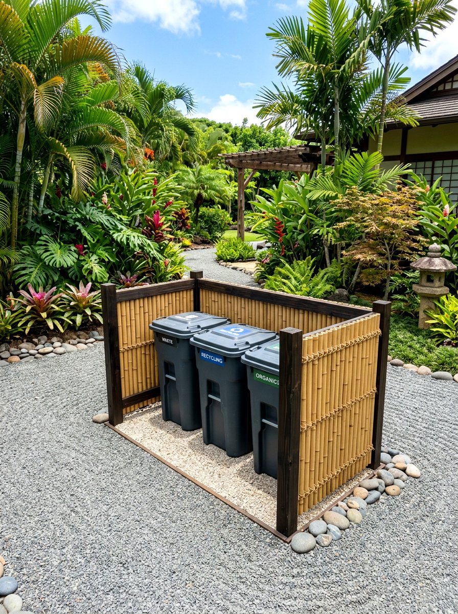 Bamboo Fence Surround - 30 trash bin screen ideas