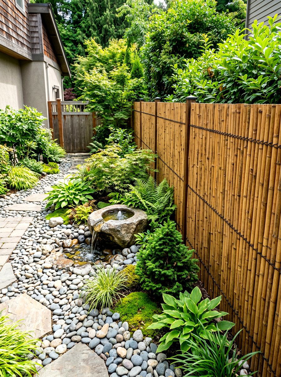 Bamboo Fencing Roll - 30 side yard privacy ideas