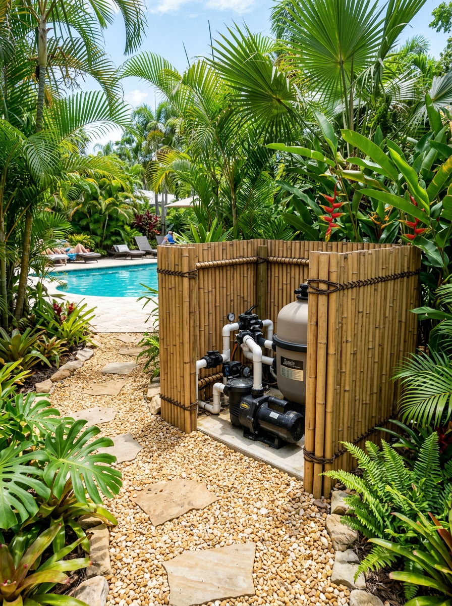 Bamboo Fencing Utility Wrap - 30 utility area screen ideas