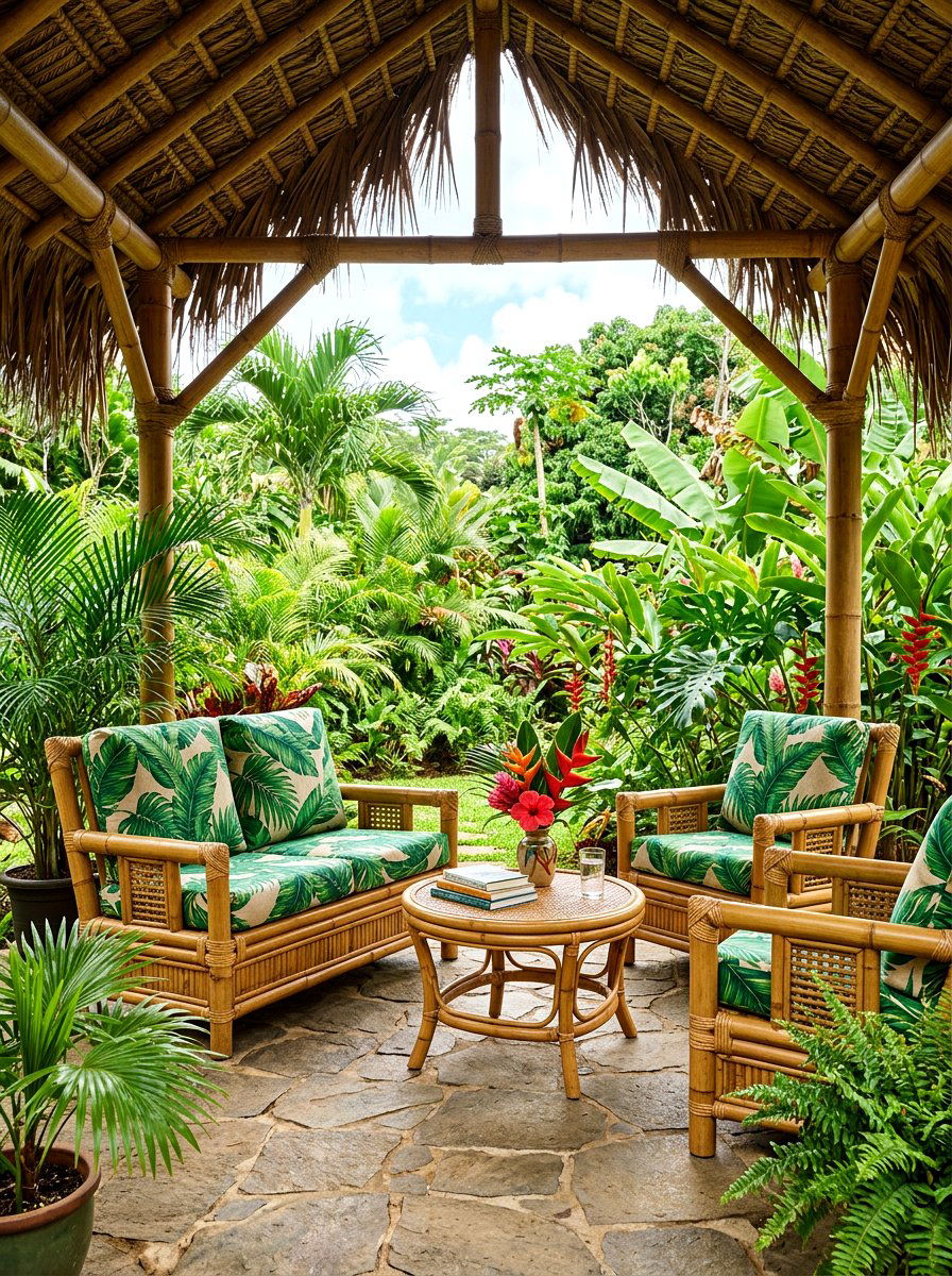 Bamboo Furniture Set - 30 gazebo seating ideas