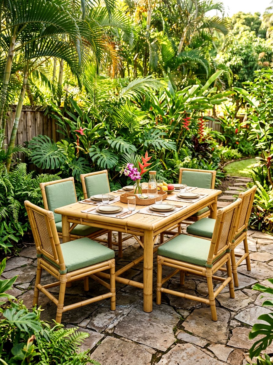 Bamboo Furniture Set - 30 summer dinner party patio ideas